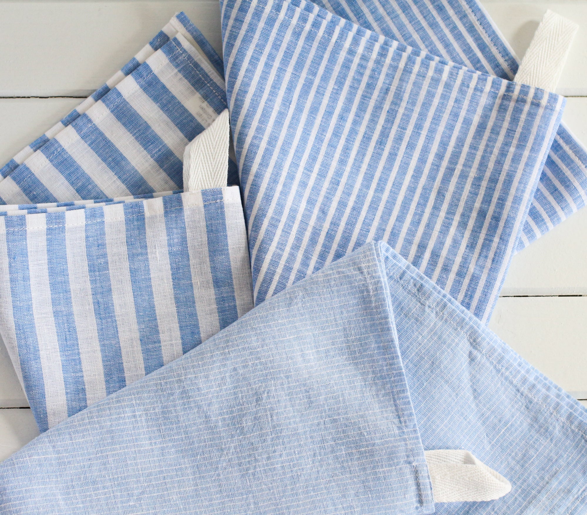 Linen Tea Towels 2 Pcs. NAVY BLUE Linen Tea Towels. Hand -  Hong Kong