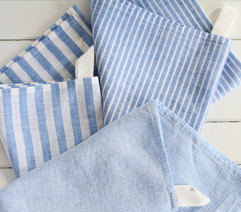 Washed Linen Gingham Tea Towel Set, Linen Kitchen Towels White Red