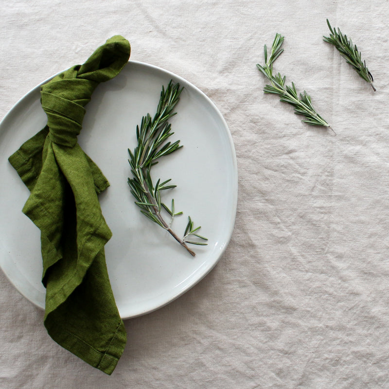 Forest green linen napkins