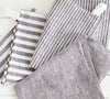 Natural Brown Striped Tea Towels Set of 3 or Single, Cotton Linen Kitchen Towels
