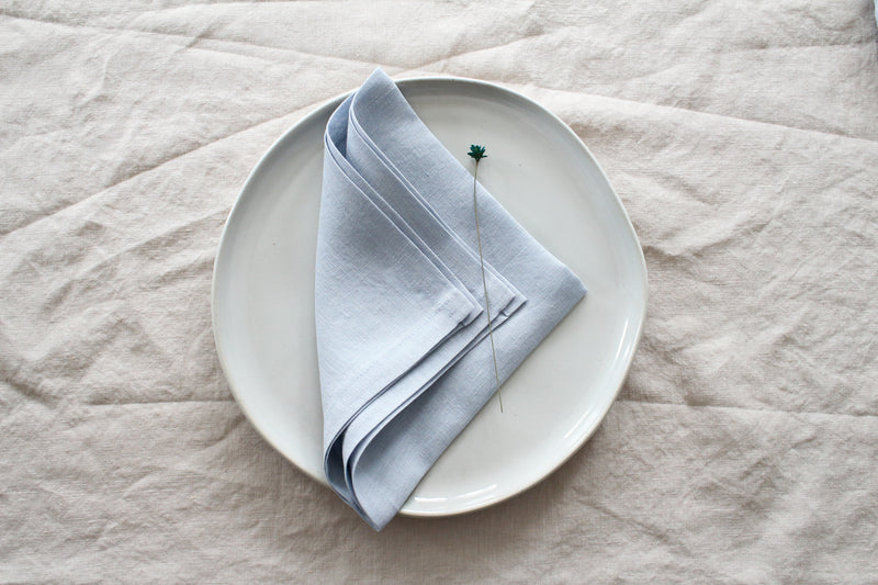 Sky Blue Linen Napkins, Set of 4 or Single Napkin