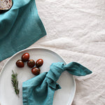 Teal Linen Napkins, 100% Linen, Set of 4 or Single Napkin