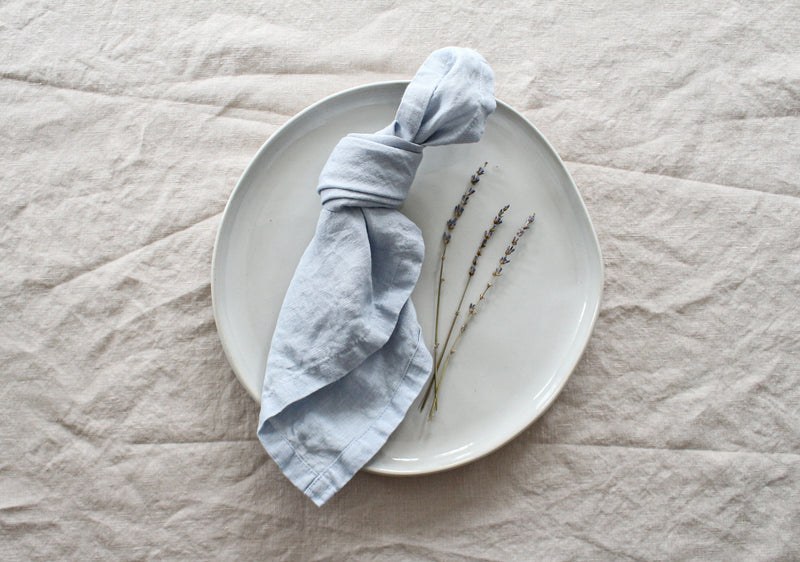 Sky Blue Linen Napkins, Set of 4 or Single Napkin