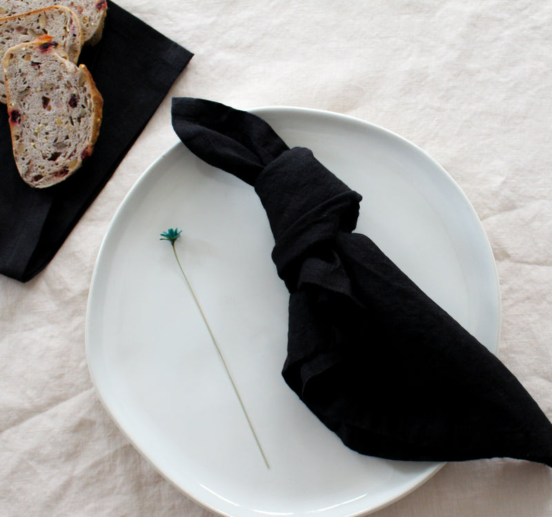 Black Linen Napkins, Set of 4 or Single Napkin