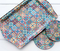 Tray with Coaster Set of 2, Coffee Table Tray for Decor, Kitchen Tray, Gift Set, Desk Organizer Tray, Decor Tray