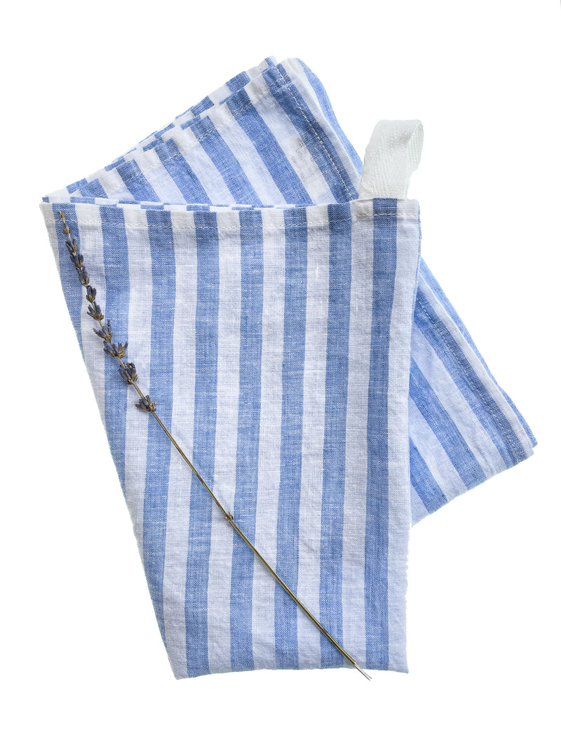 Medium Blue Stripe Navy Tea Towel, Kitchen Tea Towels