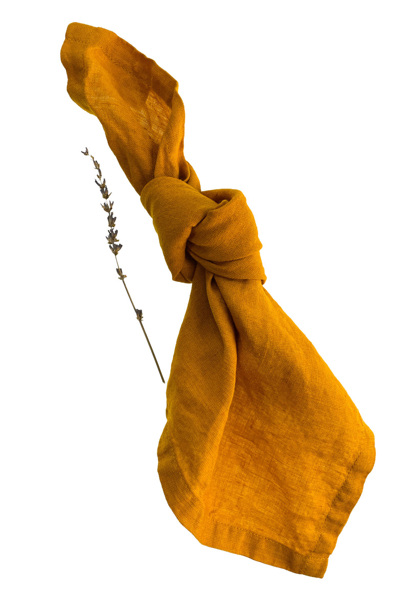 Mustard Yellow Linen Napkins, Set of 4 or Single Napkin