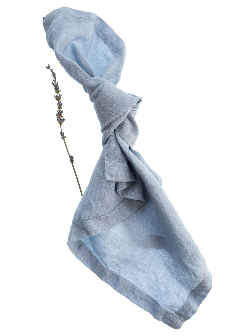 Sky Blue Linen Napkins, Set of 4 or Single Napkin