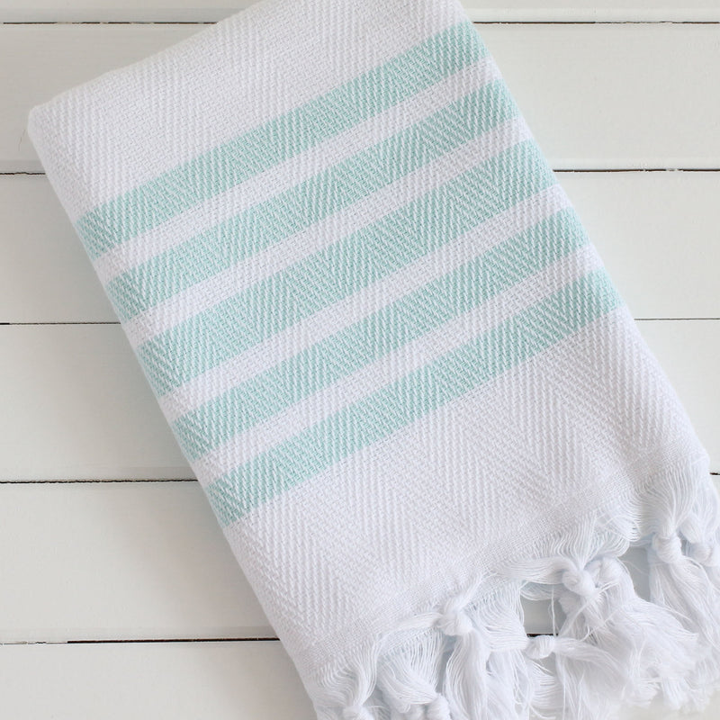 Striped White Hand Towel for Kitchen and Bathroom, High Quality Turkish Cotton Towel