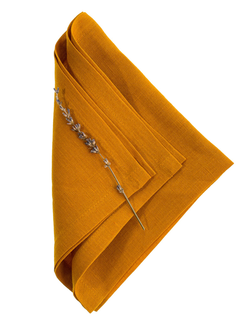 Mustard Yellow Linen Napkins, Set of 4 or Single Napkin