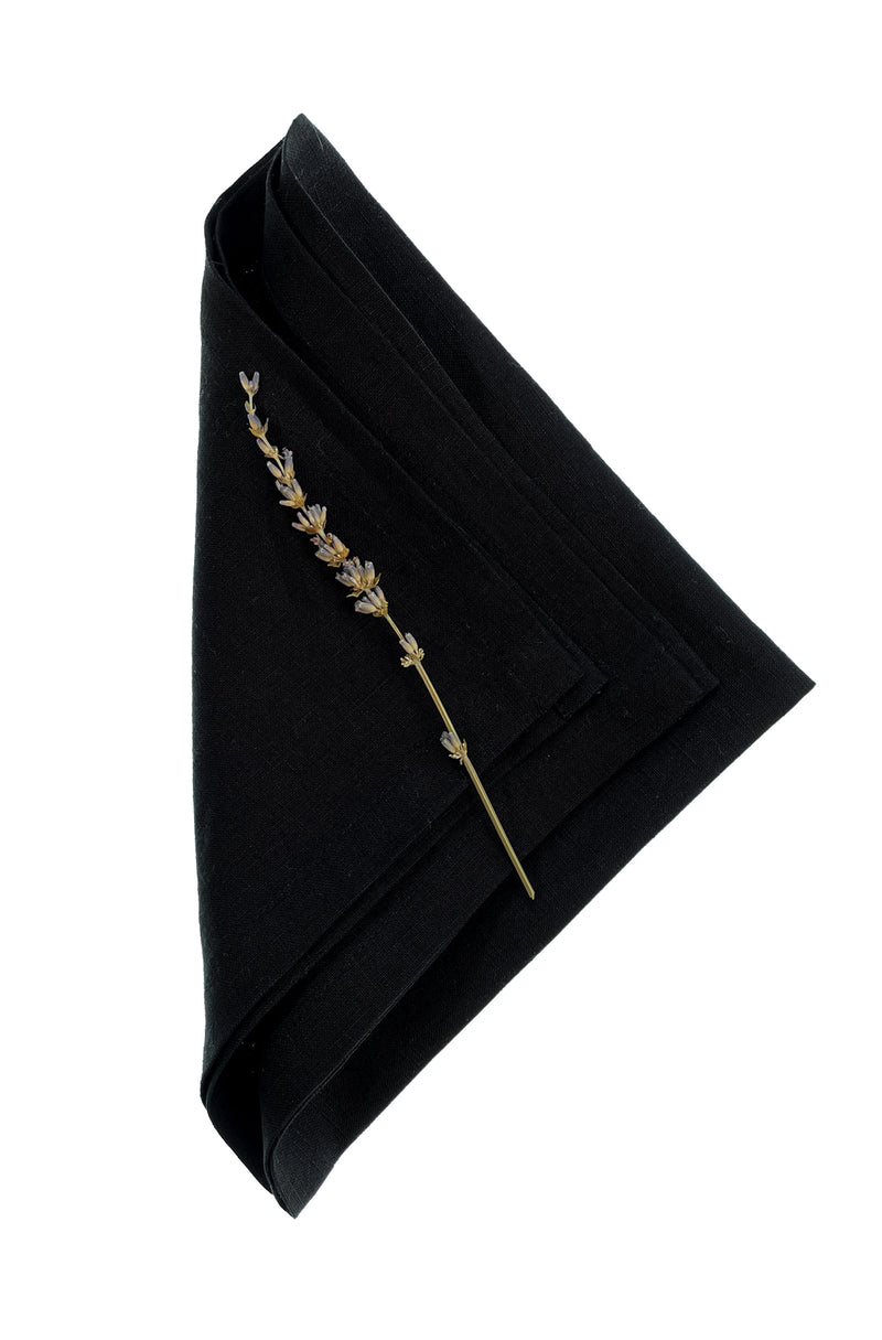 Black Linen Napkins, Set of 4 or Single Napkin